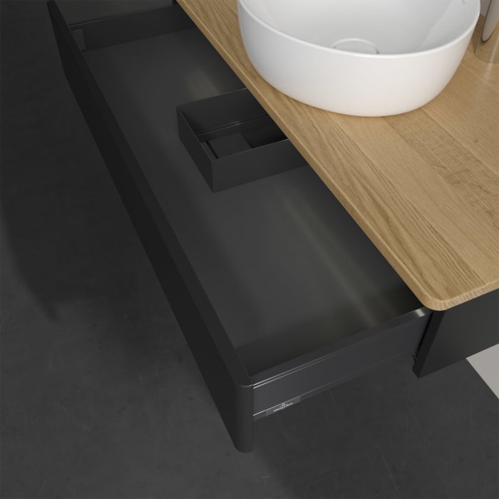 Villeroy & Boch Antao Waschbeckenunterschrank, 100 x 19 cm, 1 Auszug mit LED-Licht, Front ohne Struktur, mit Hahnloch