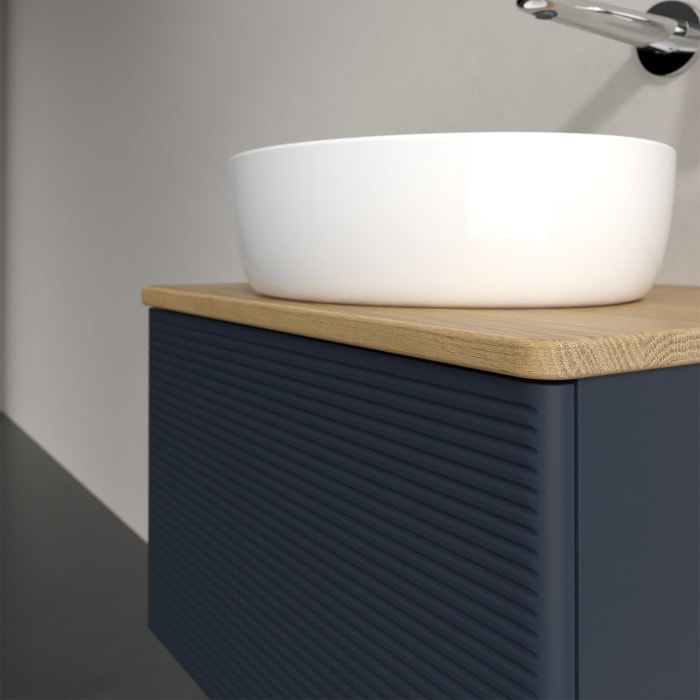 Villeroy & Boch Antao Waschbeckenunterschrank, 60 x 36 cm, 1 Auszug mit LED-Licht, Front mit Struktur, ohne Hahnloch