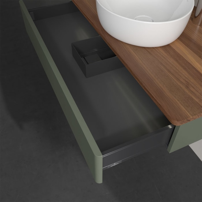 Villeroy & Boch Antao Waschbeckenunterschrank, 100 x 19 cm, 1 Auszug mit LED-Licht, Front ohne Struktur, mit Hahnloch