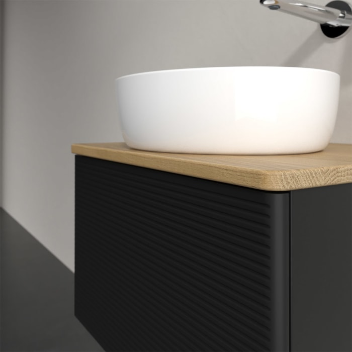 Villeroy & Boch Antao Waschbeckenunterschrank, 60 x 36 cm, 1 Auszug mit LED-Licht, Front mit Struktur, ohne Hahnloch