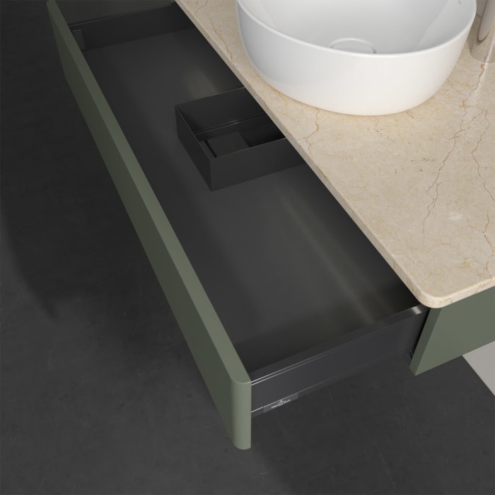 Villeroy & Boch Antao Waschbeckenunterschrank, 100 x 19 cm, 1 Auszug mit LED-Licht, Front ohne Struktur, mit Hahnloch