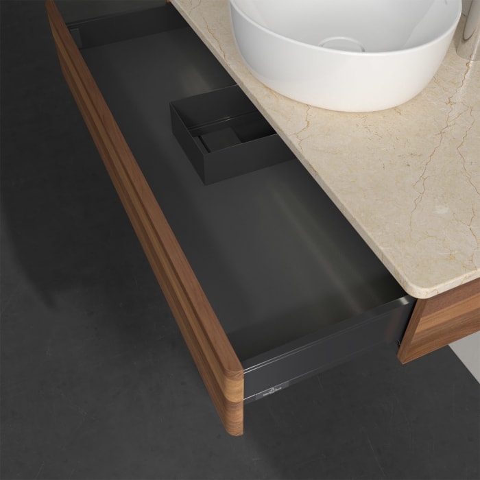 Villeroy & Boch Antao Waschbeckenunterschrank, 100 x 19 cm, 1 Auszug mit LED-Licht, Front ohne Struktur, mit Hahnloch