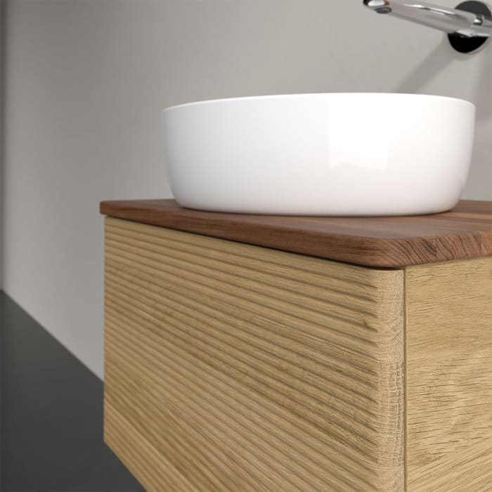 Villeroy & Boch Antao Waschbeckenunterschrank, 60 x 36 cm, 1 Auszug mit LED-Licht, Front mit Struktur, ohne Hahnloch