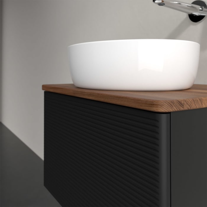 Villeroy & Boch Antao Waschbeckenunterschrank, 60 x 36 cm, 1 Auszug mit LED-Licht, Front mit Struktur, ohne Hahnloch