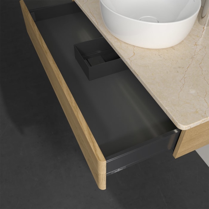 Villeroy & Boch Antao Waschbeckenunterschrank, 100 x 19 cm, 1 Auszug mit LED-Licht, Front ohne Struktur, mit Hahnloch