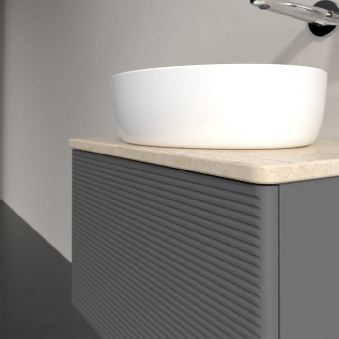 Villeroy & Boch Antao Waschbeckenunterschrank, 60 x 36 cm, 1 Auszug mit LED-Licht, Front mit Struktur, ohne Hahnloch