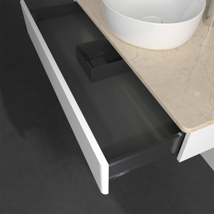 Villeroy & Boch Antao Waschbeckenunterschrank, 100 x 19 cm, 1 Auszug mit LED-Licht, Front ohne Struktur, mit Hahnloch