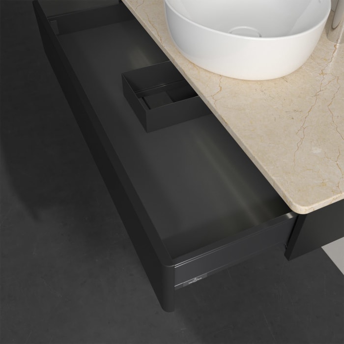 Villeroy & Boch Antao Waschbeckenunterschrank, 100 x 19 cm, 1 Auszug mit LED-Licht, Front ohne Struktur, mit Hahnloch