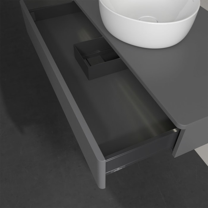 Villeroy & Boch Antao Waschbeckenunterschrank, 100 x 19 cm, 1 Auszug mit LED-Licht, Front mit Struktur, ohne Hahnloch