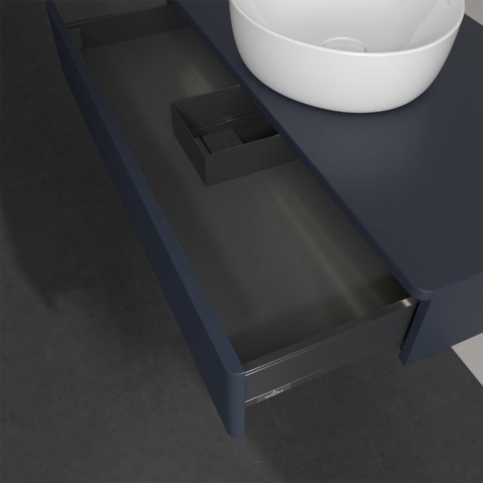 Villeroy & Boch Antao Waschbeckenunterschrank, 100 x 19 cm, 1 Auszug mit LED-Licht, Front mit Struktur, ohne Hahnloch