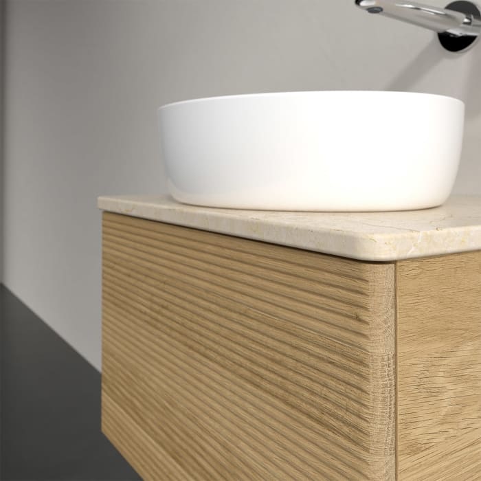 Villeroy & Boch Antao Waschbeckenunterschrank, 60 x 36 cm, 1 Auszug mit LED-Licht, Front mit Struktur, ohne Hahnloch