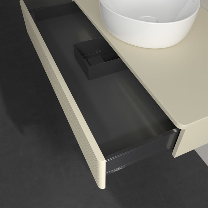 Villeroy & Boch Antao Waschbeckenunterschrank, 100 x 19 cm, 1 Auszug mit LED-Licht, Front mit Struktur, ohne Hahnloch