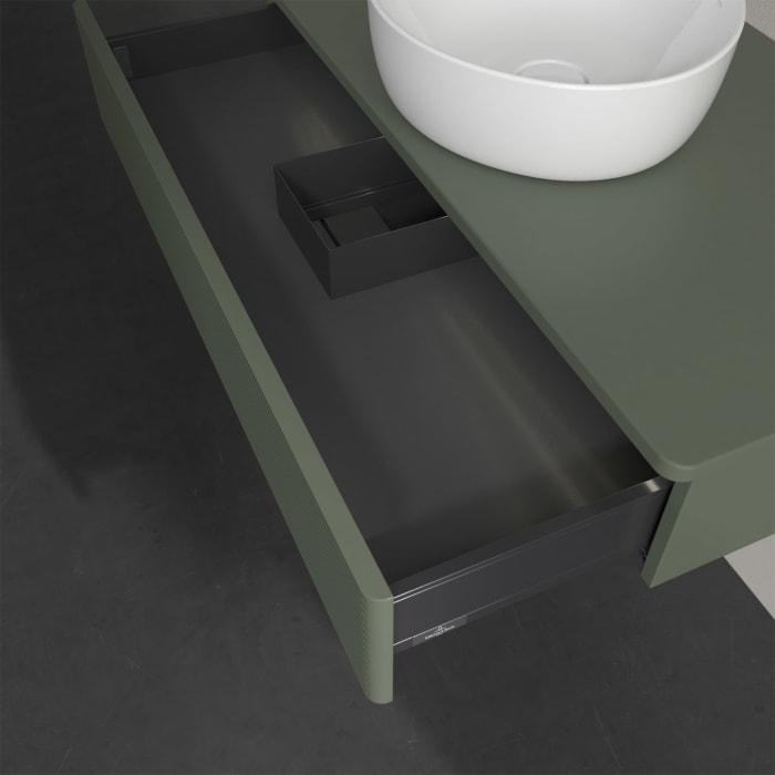 Villeroy & Boch Antao Waschbeckenunterschrank, 100 x 19 cm, 1 Auszug mit LED-Licht, Front mit Struktur, ohne Hahnloch