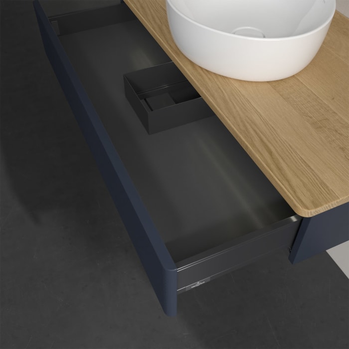 Villeroy & Boch Antao Waschbeckenunterschrank, 100 x 19 cm, 1 Auszug mit LED-Licht, Front mit Struktur, ohne Hahnloch