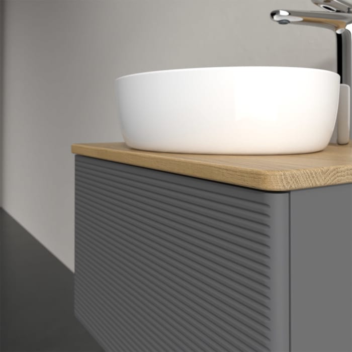 Villeroy & Boch Antao Waschbeckenunterschrank, 60 x 36 cm, 1 Auszug mit LED-Licht, Front mit Struktur, mit Hahnloch