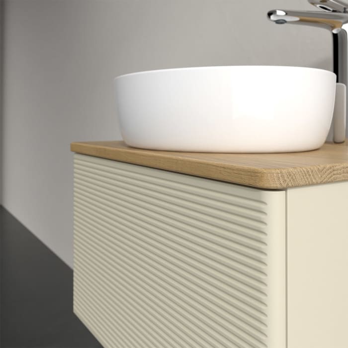 Villeroy & Boch Antao Waschbeckenunterschrank, 60 x 36 cm, 1 Auszug mit LED-Licht, Front mit Struktur, mit Hahnloch