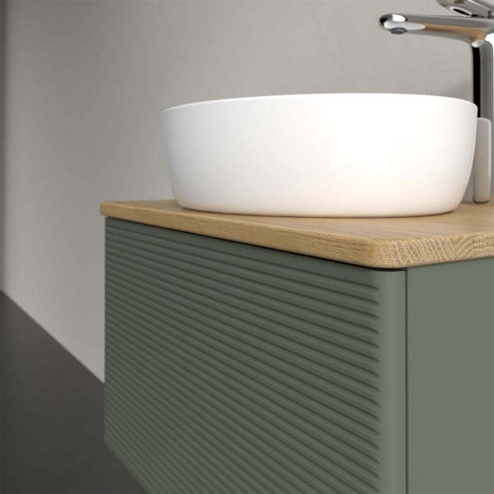 Villeroy & Boch Antao Waschbeckenunterschrank, 60 x 36 cm, 1 Auszug mit LED-Licht, Front mit Struktur, mit Hahnloch