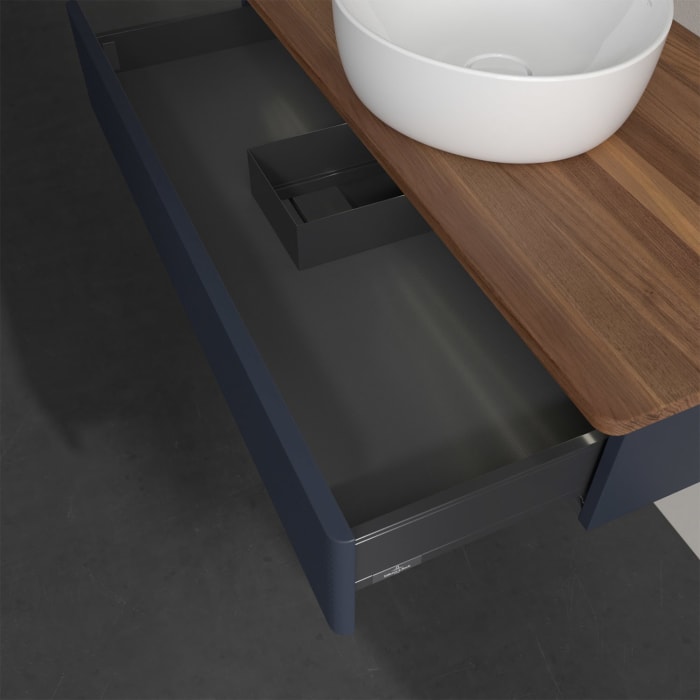 Villeroy & Boch Antao Waschbeckenunterschrank, 100 x 19 cm, 1 Auszug mit LED-Licht, Front mit Struktur, ohne Hahnloch