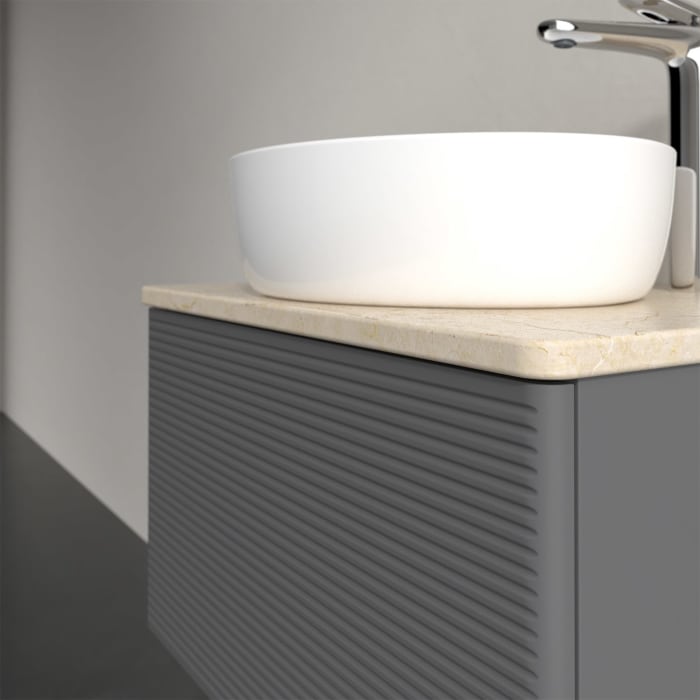 Villeroy & Boch Antao Waschbeckenunterschrank, 60 x 36 cm, 1 Auszug mit LED-Licht, Front mit Struktur, mit Hahnloch