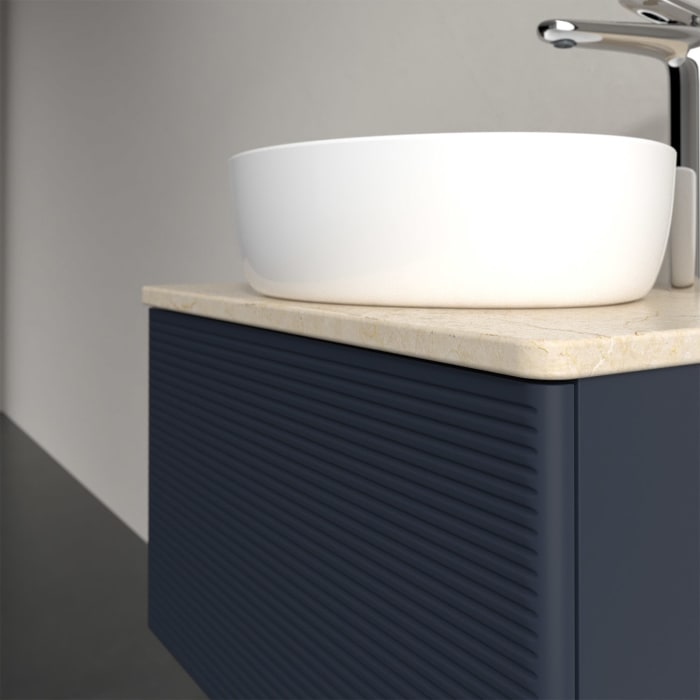 Villeroy & Boch Antao Waschbeckenunterschrank, 60 x 36 cm, 1 Auszug mit LED-Licht, Front mit Struktur, mit Hahnloch