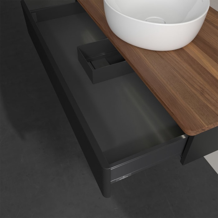 Villeroy & Boch Antao Waschbeckenunterschrank, 100 x 19 cm, 1 Auszug mit LED-Licht, Front mit Struktur, ohne Hahnloch