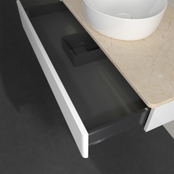 Villeroy & Boch Antao Waschbeckenunterschrank, 100 x 19 cm, 1 Auszug mit LED-Licht, Front mit Struktur, ohne Hahnloch