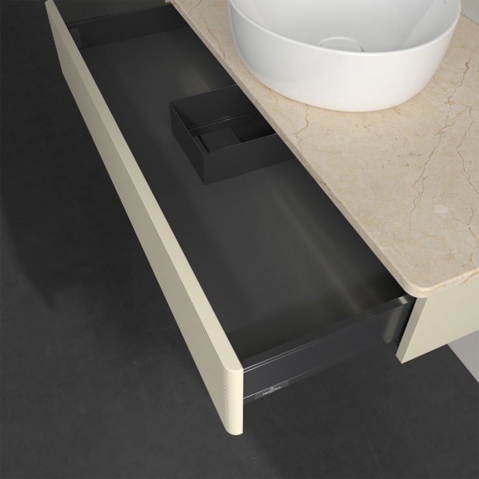 Villeroy & Boch Antao Waschbeckenunterschrank, 100 x 19 cm, 1 Auszug mit LED-Licht, Front mit Struktur, ohne Hahnloch