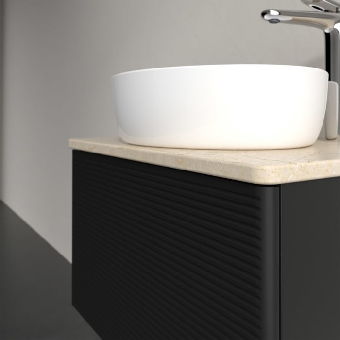 Villeroy & Boch Antao Waschbeckenunterschrank, 60 x 36 cm, 1 Auszug mit LED-Licht, Front mit Struktur, mit Hahnloch