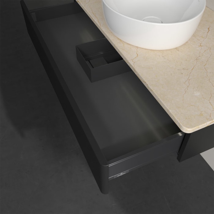 Villeroy & Boch Antao Waschbeckenunterschrank, 100 x 19 cm, 1 Auszug mit LED-Licht, Front mit Struktur, ohne Hahnloch