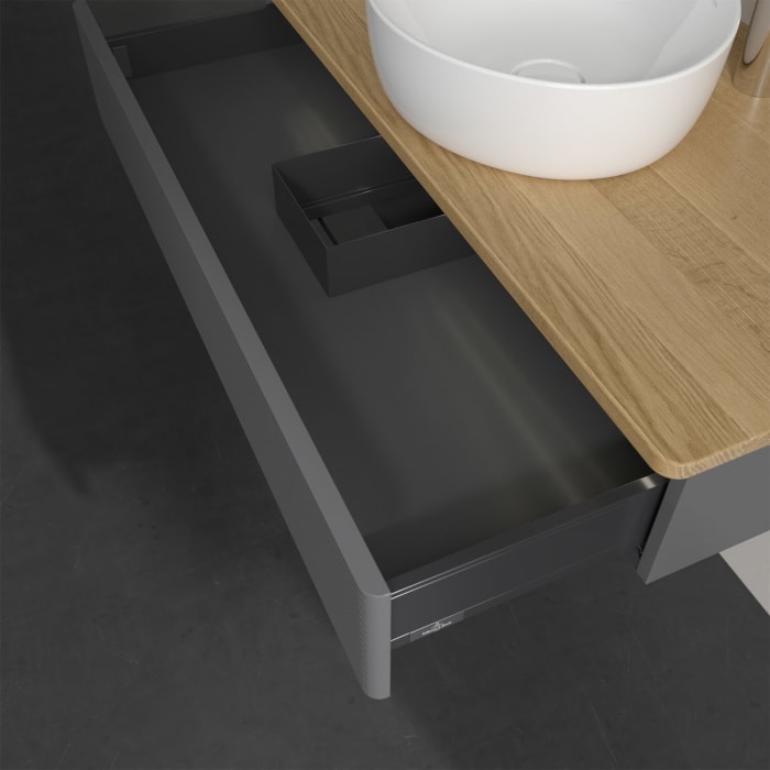 Villeroy & Boch Antao Waschbeckenunterschrank, 100 x 19 cm, 1 Auszug mit LED-Licht, Front mit Struktur, mit Hahnloch