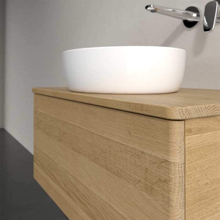 Villeroy & Boch Antao Waschbeckenunterschrank, 80 x 36 cm, 1 Auszug mit LED-Licht, Front ohne Struktur, ohne Hahnloch