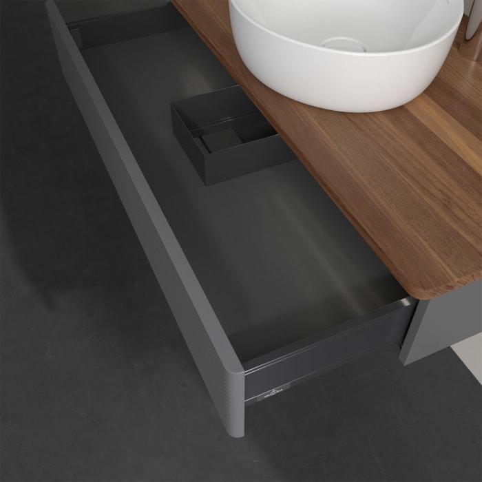 Villeroy & Boch Antao Waschbeckenunterschrank, 100 x 19 cm, 1 Auszug mit LED-Licht, Front mit Struktur, mit Hahnloch