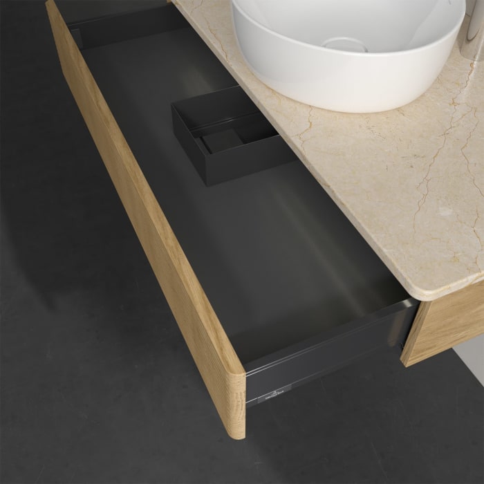 Villeroy & Boch Antao Waschbeckenunterschrank, 100 x 19 cm, 1 Auszug mit LED-Licht, Front mit Struktur, mit Hahnloch