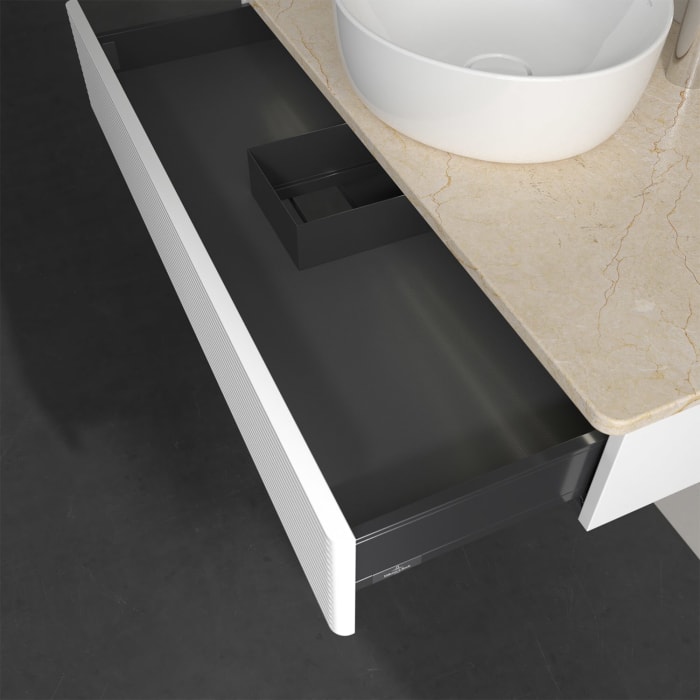 Villeroy & Boch Antao Waschbeckenunterschrank, 100 x 19 cm, 1 Auszug mit LED-Licht, Front mit Struktur, mit Hahnloch