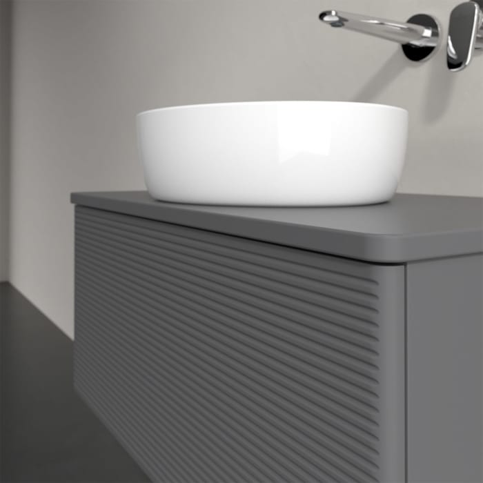 Villeroy & Boch Antao Waschbeckenunterschrank, 80 x 36 cm, 1 Auszug mit LED-Licht, Front mit Struktur, ohne Hahnloch