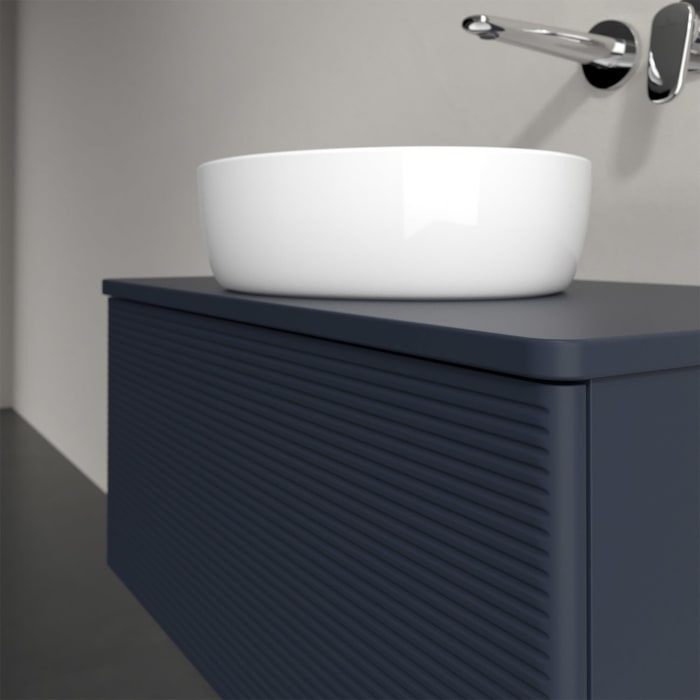 Villeroy & Boch Antao Waschbeckenunterschrank, 80 x 36 cm, 1 Auszug mit LED-Licht, Front mit Struktur, ohne Hahnloch