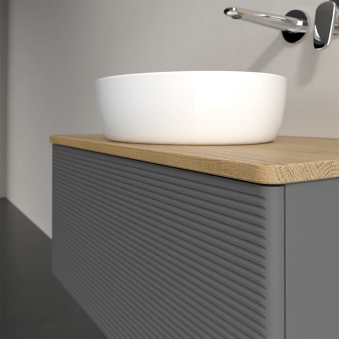 Villeroy & Boch Antao Waschbeckenunterschrank, 80 x 36 cm, 1 Auszug mit LED-Licht, Front mit Struktur, ohne Hahnloch