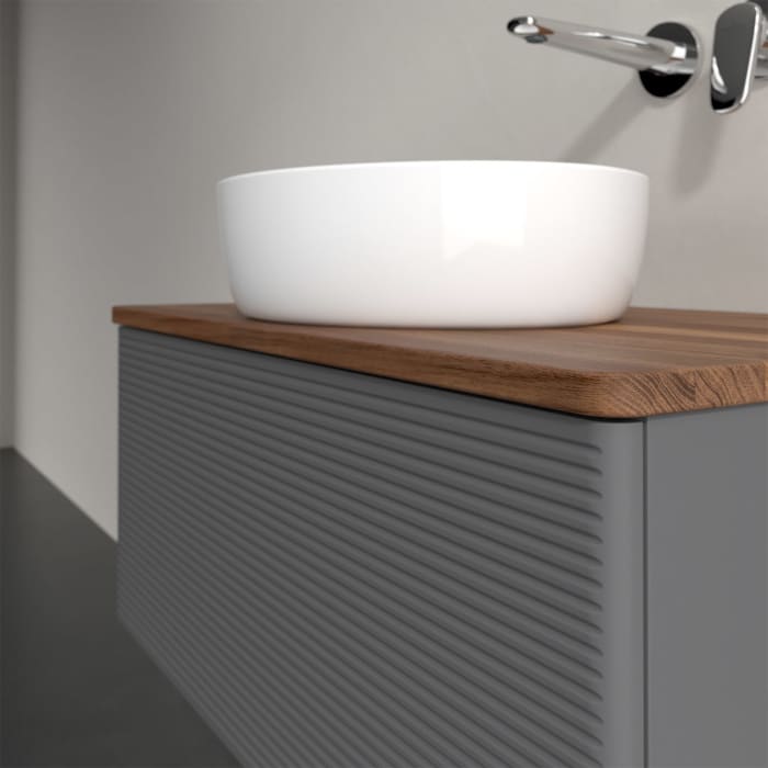 Villeroy & Boch Antao Waschbeckenunterschrank, 80 x 36 cm, 1 Auszug mit LED-Licht, Front mit Struktur, ohne Hahnloch