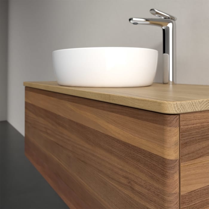 Villeroy & Boch Antao Waschbeckenunterschrank, 100 x 36 cm, 1 Auszug mit LED-Licht, Front ohne Struktur, mit Hahnloch