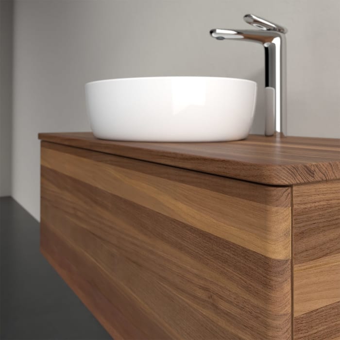 Villeroy & Boch Antao Waschbeckenunterschrank, 100 x 36 cm, 1 Auszug mit LED-Licht, Front ohne Struktur, mit Hahnloch