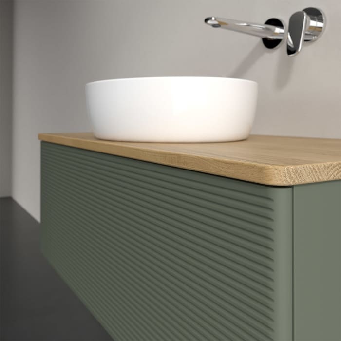 Villeroy & Boch Antao Waschbeckenunterschrank, 100 x 36 cm, 1 Auszug mit LED-Licht, Front mit Struktur, ohne Hahnloch