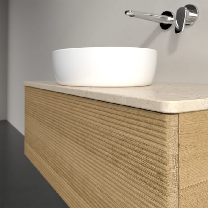 Villeroy & Boch Antao Waschbeckenunterschrank, 100 x 36 cm, 1 Auszug mit LED-Licht, Front mit Struktur, ohne Hahnloch