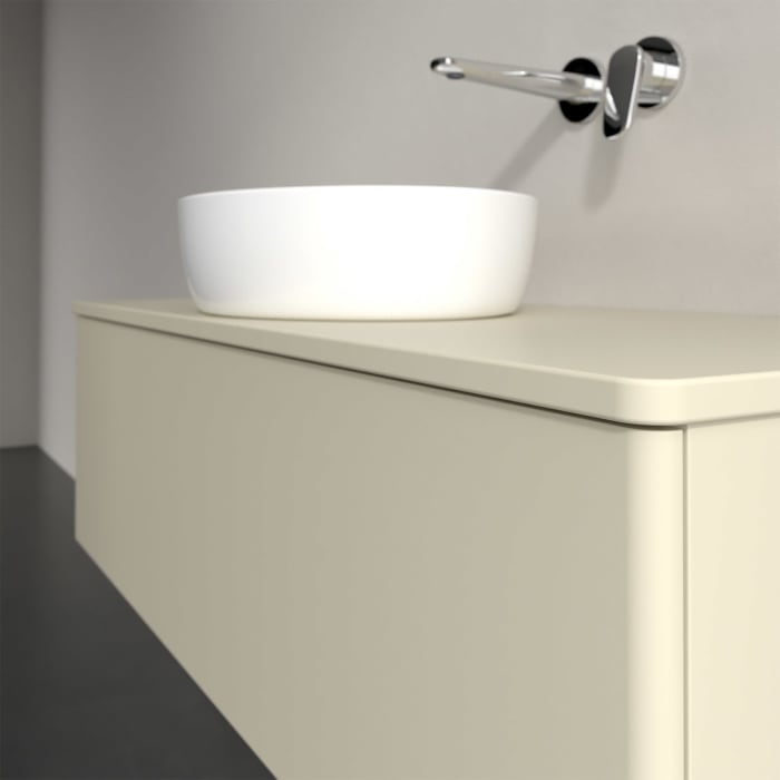 Villeroy & Boch Antao Waschbeckenunterschrank, 120 x 36 cm, 1 Auszug mit LED-Licht, Front ohne Struktur, ohne Hahnloch, für Waschtisch mittig