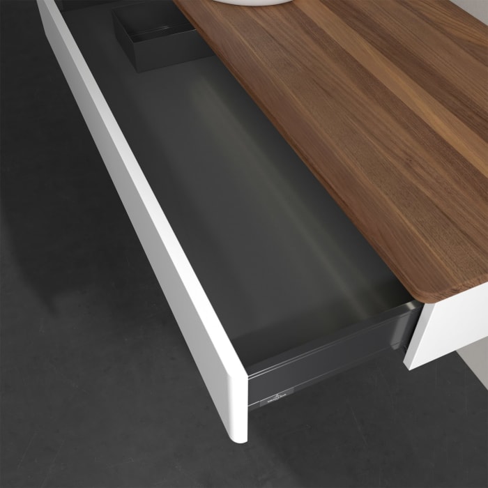 Villeroy & Boch Antao Waschbeckenunterschrank, 120 x 19 cm, 1 Auszug mit LED-Licht, Front ohne Struktur, ohne Hahnloch, für Waschtisch links