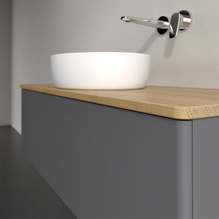 Villeroy & Boch Antao Waschbeckenunterschrank, 120 x 36 cm, 1 Auszug mit LED-Licht, Front ohne Struktur, ohne Hahnloch, für Waschtisch mittig