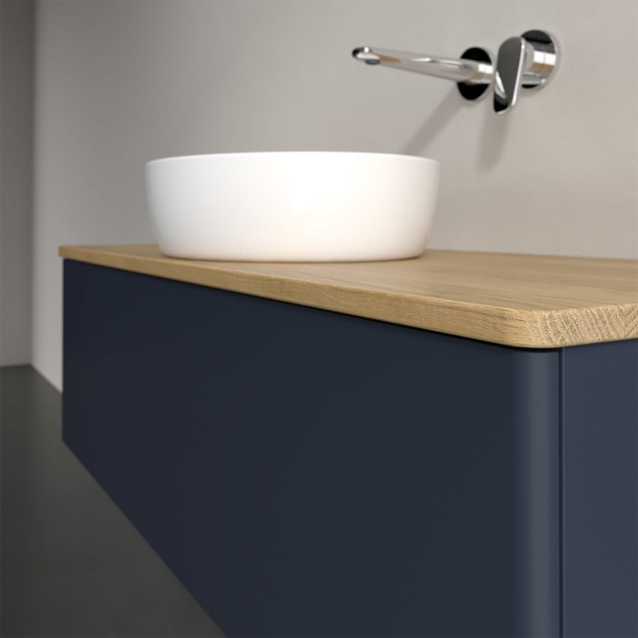 Villeroy & Boch Antao Waschbeckenunterschrank, 120 x 36 cm, 1 Auszug mit LED-Licht, Front ohne Struktur, ohne Hahnloch, für Waschtisch mittig