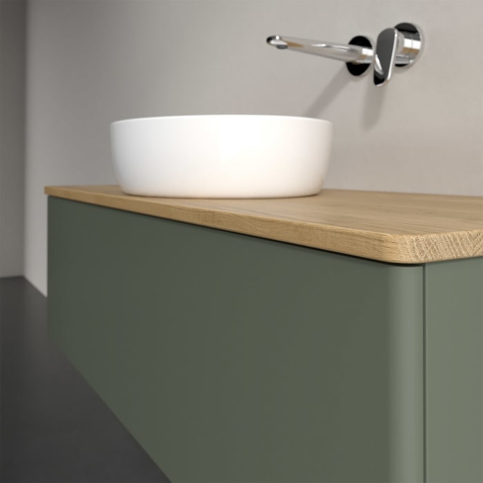 Villeroy & Boch Antao Waschbeckenunterschrank, 120 x 36 cm, 1 Auszug mit LED-Licht, Front ohne Struktur, ohne Hahnloch, für Waschtisch mittig