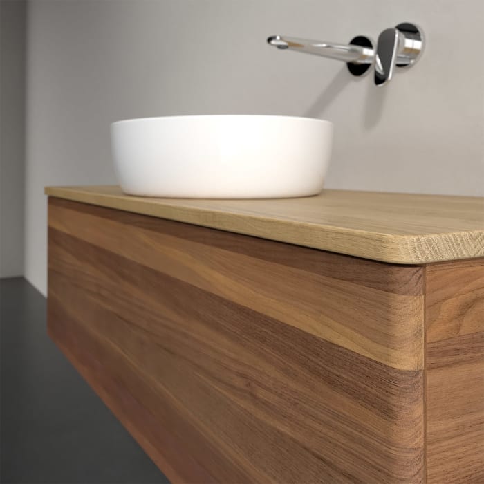 Villeroy & Boch Antao Waschbeckenunterschrank, 120 x 36 cm, 1 Auszug mit LED-Licht, Front ohne Struktur, ohne Hahnloch, für Waschtisch mittig