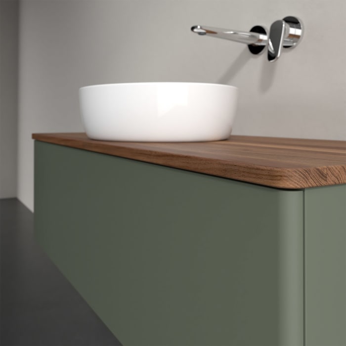 Villeroy & Boch Antao Waschbeckenunterschrank, 120 x 36 cm, 1 Auszug mit LED-Licht, Front ohne Struktur, ohne Hahnloch, für Waschtisch mittig