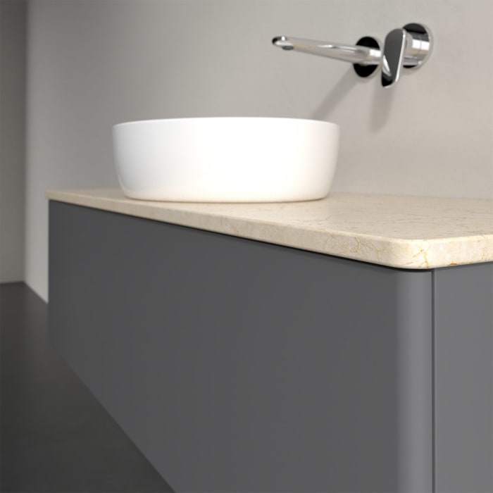 Villeroy & Boch Antao Waschbeckenunterschrank, 120 x 36 cm, 1 Auszug mit LED-Licht, Front ohne Struktur, ohne Hahnloch, für Waschtisch mittig